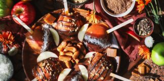Homemade Caramel Apple Slices with Herbal Chocolate Glaze