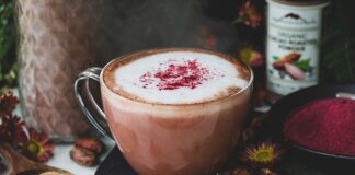 Red Velvet Latte with Beet Root Powder