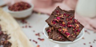 Chocolate Bark with Rose Petals